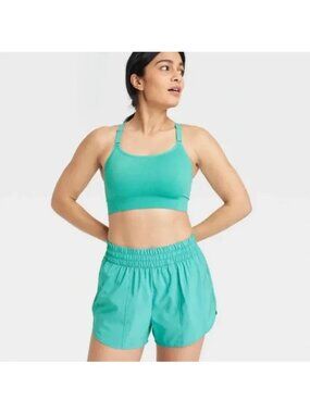 All in Motion size XL Woven Mid-Rise Run Shorts 3" Teal Green NEW